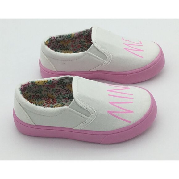 Rae Dunn Mini Me Girls Slip On Sneakers Floral Insole Toddler 9 NIB Pink White🏷 - Picture 4 of 9